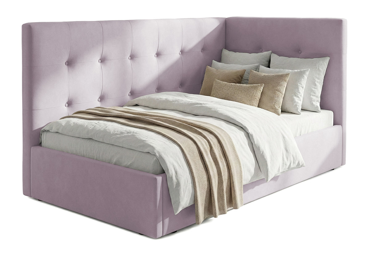 Pat Tapițat Lille de colț, cu somieră rabatabilă și ladă depozitare, #color_Swing-Violet