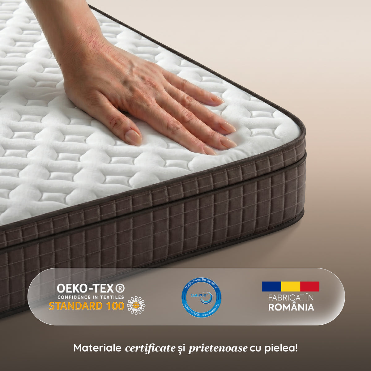 Saltea ZERO GRAVITY, 7 zone de confort, Arcuri Individuale, spumă poliuretanică elastică, spumă cu memorie, husă cu efect antialergic, superortopedică, Grosime 27 cm