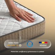 Saltea Ideal Sleep HOTEL SERIES LUX, superortopedică, cu spumă poliuretanică și arcuri, husă cu aerisire optimă, Grosime 25 cm