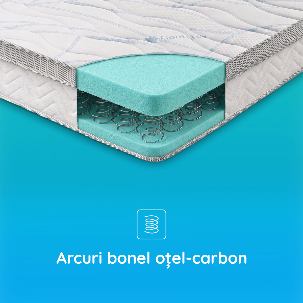 Saltea Ideal Sleep COOLTECH ALOE VERA, Arcuri Bonell, spumă poliuretanică pe multiple straturi, husă CoolTech, superortopedică, Grosime 24 cm