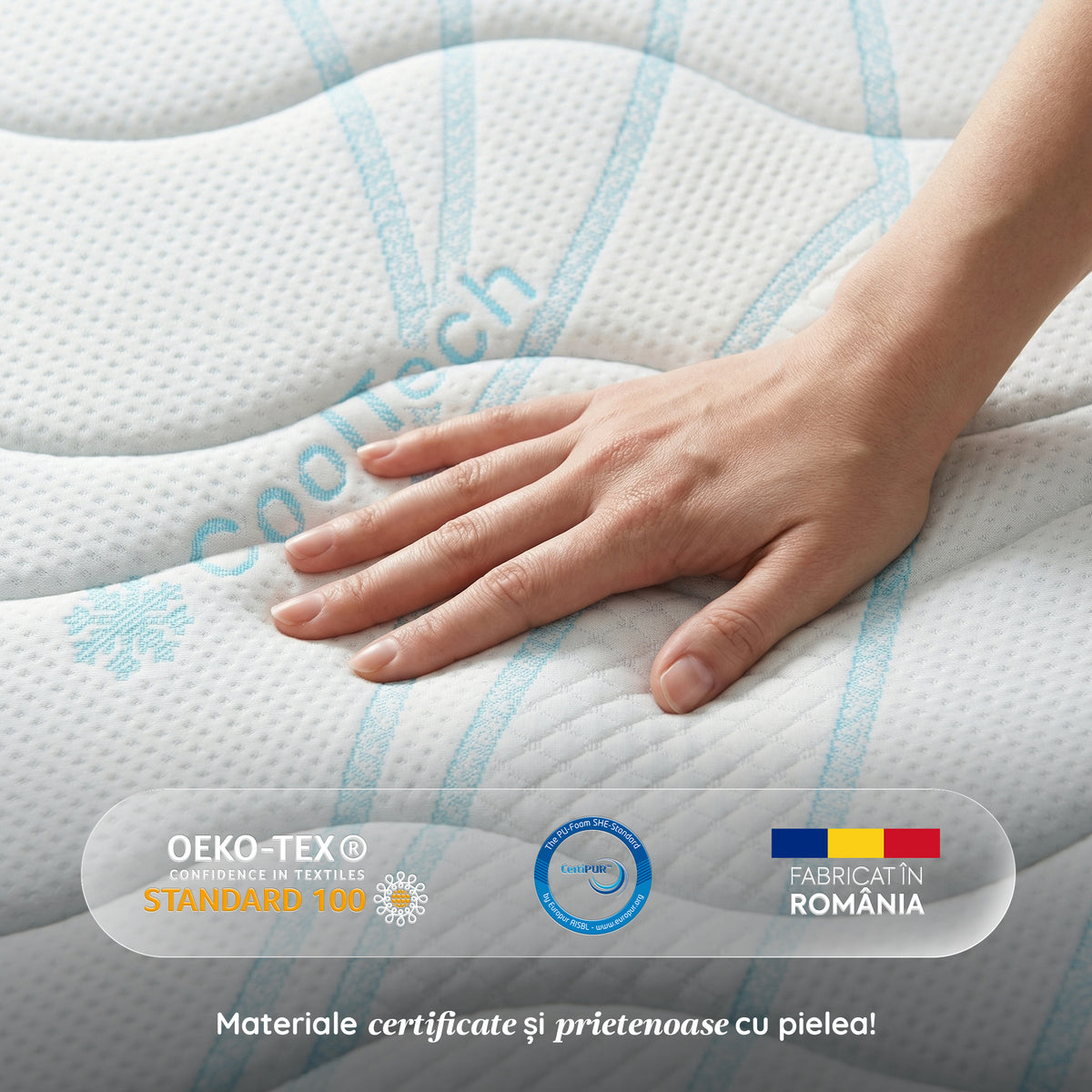 Saltea Ideal Sleep COOLTECH ALOE VERA, Arcuri Bonell, spumă poliuretanică pe multiple straturi, husă CoolTech, superortopedică, Grosime 24 cm