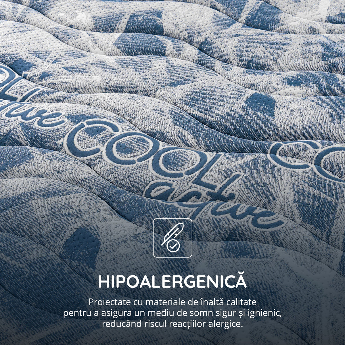 Saltea Ideal Sleep COOL MEMORY GEL POCKET 5 Zone, Arcuri individuale, spumă poliuretanica elastică, spumă cu memorie cu gel de răcire, husă CoolActive, superortopedică, Grosime 30 cm