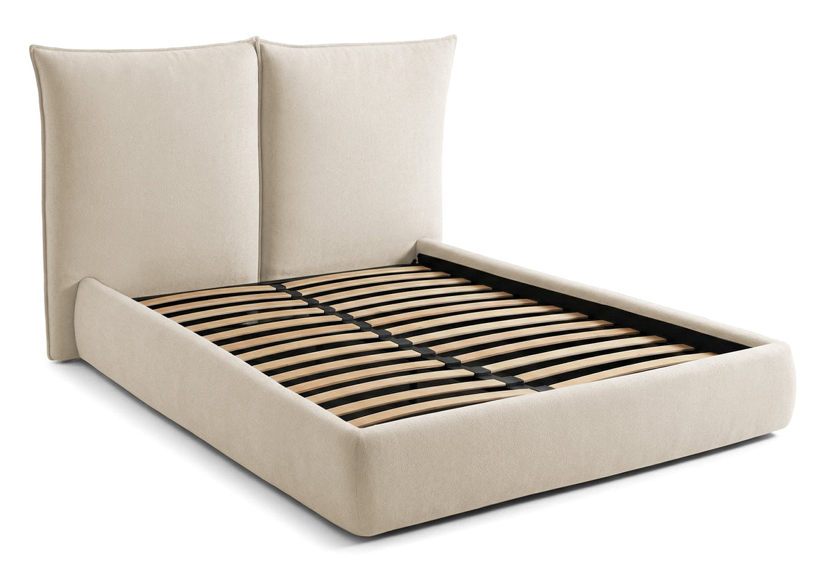 Pat Tapițat Rossi, cu somieră fixă și tăblie înaltă, bej, #color_Bej-Loft