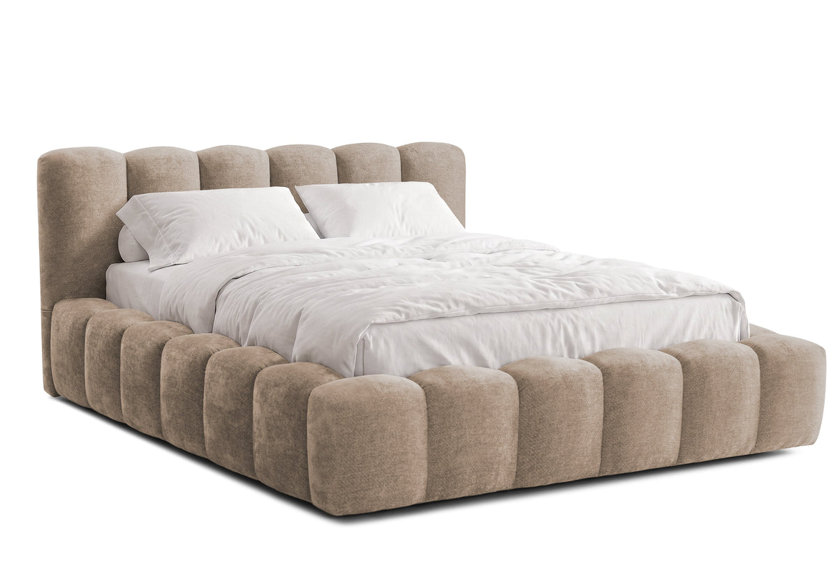 Pat Tapițat Bloom, cu somieră rabatabilă și ladă de depozitare, #color_Bej-Taupe-Eden