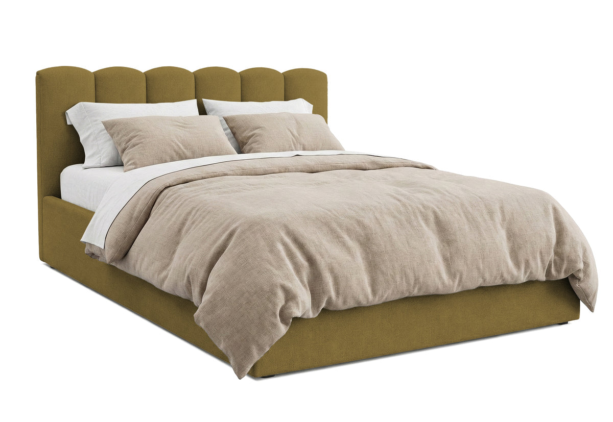 Pat Tapițat PRINCESS, cu somieră rabatabilă și ladă de depozitare, #color_Verde-Olive-Mystery