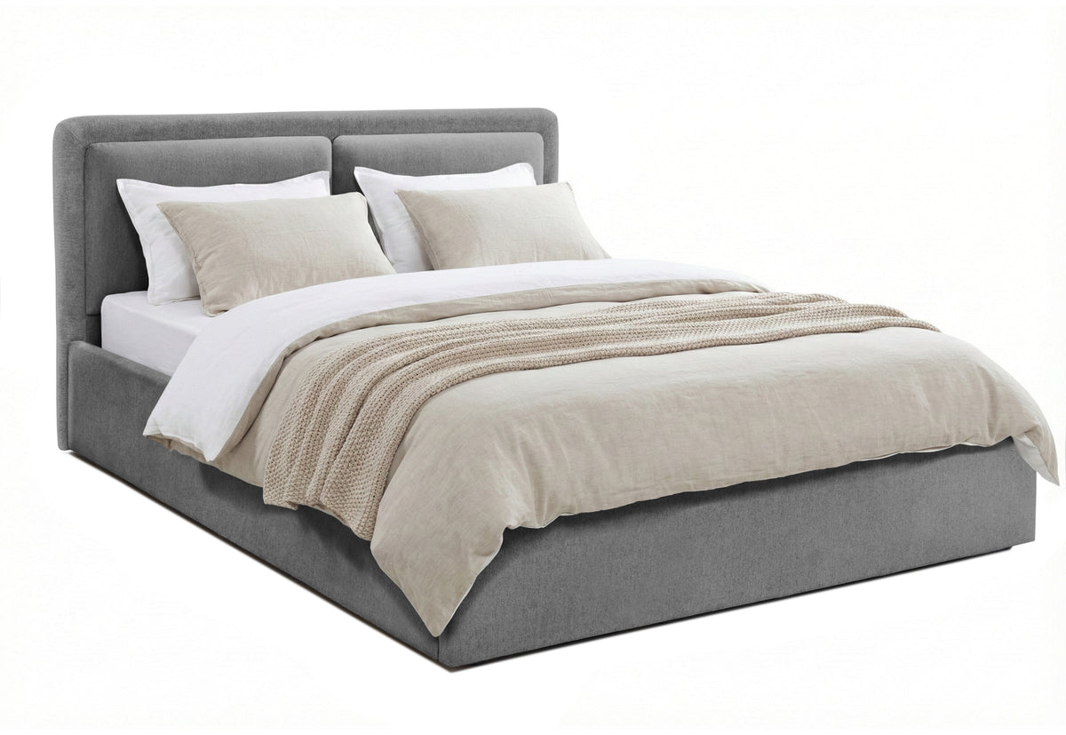 Pat Tapițat PIEMONTE, cu somieră rabatabilă și ladă de depozitare, #color_loft-gri