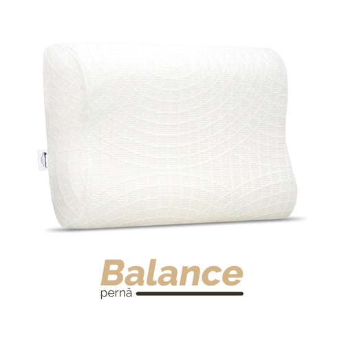 Pernă anatomică Balance, din spumă cu memorie Viscolex și husă detașabilă cu sistem de ventilație al aerului, 60x38x10 cm - Prestige Home