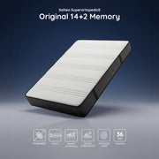 Saltea ORIGINAL, 14+2 Memory, spumă poliuretanică elastică, spumă cu memorie, husă antibacteriană, superortopedică, Grosime 18 cm - Prestige Home  