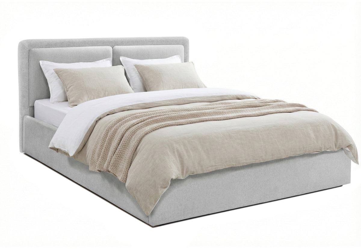 Pat Tapițat PIEMONTE, cu somieră rabatabilă și ladă de depozitare, #color_loft-gri-argintiu