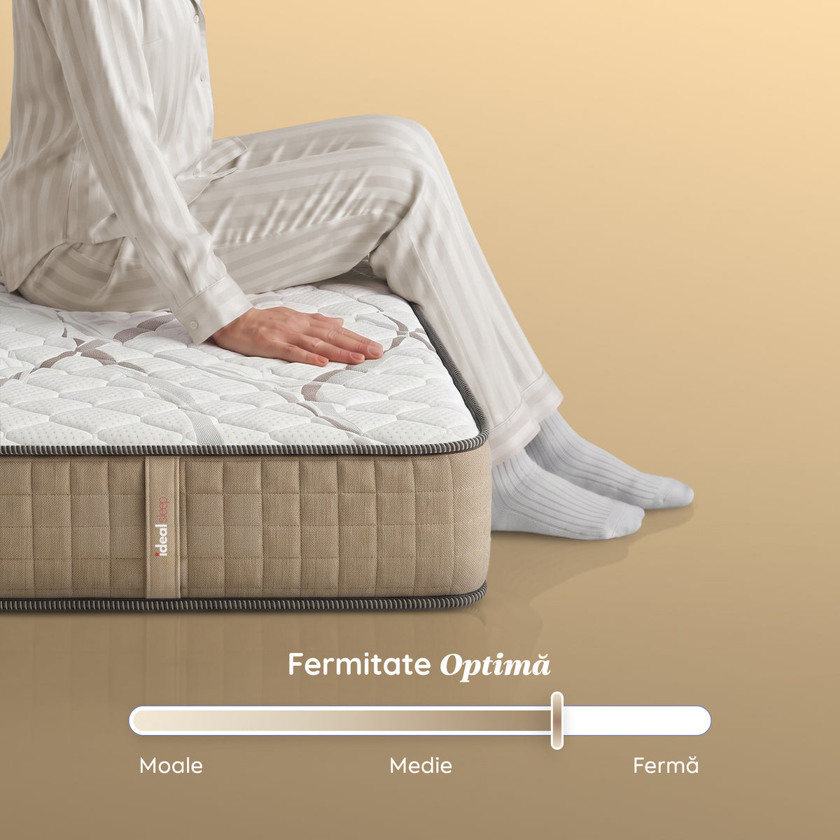 Saltea Ideal Sleep HOTEL SERIES LUX, superortopedică, cu spumă poliuretanică și arcuri, husă cu aerisire optimă, Grosime 25 cm