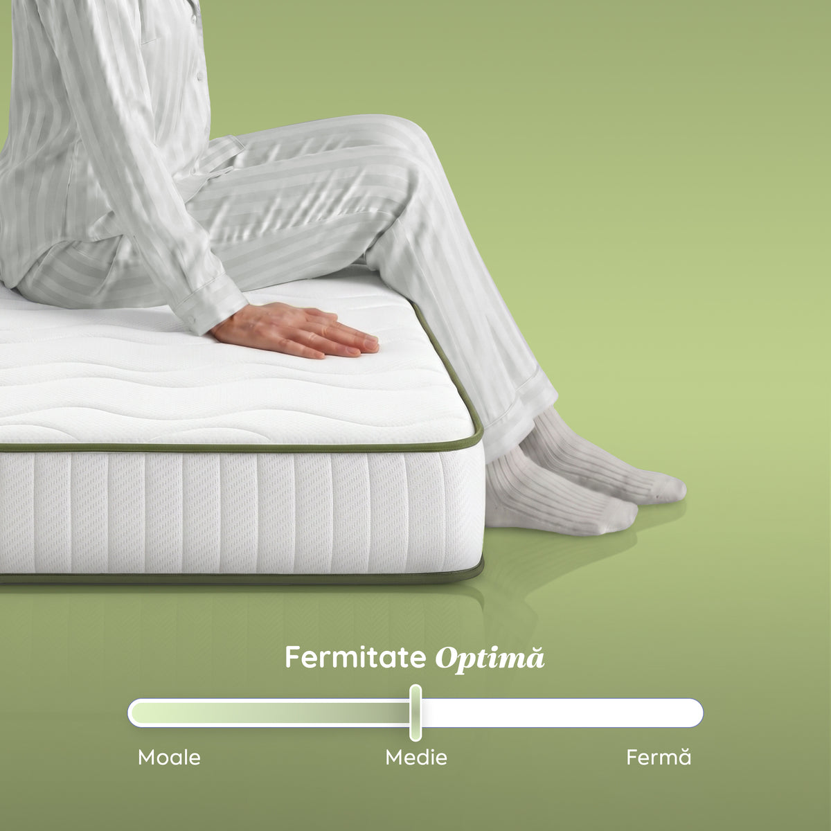Saltea FLEX SAPPHIRE BIO MEMORY 14+5, spumă poliuretanică elastică, spumă cu memorie, husă cu efect antialergic, superortopedică, Grosime 21 cm