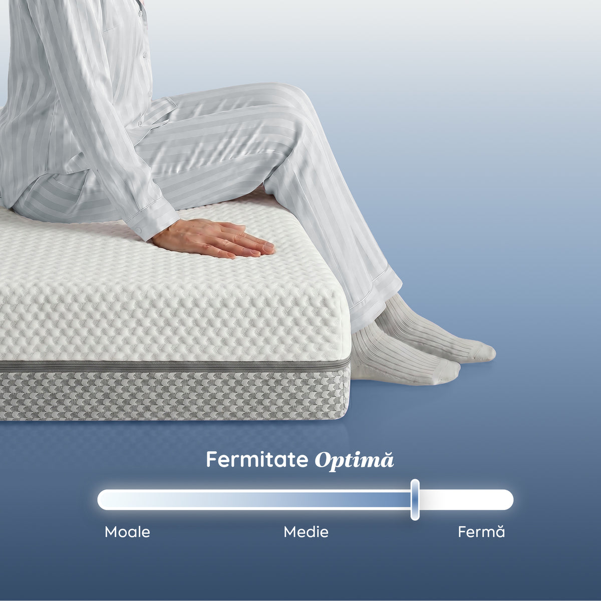 Saltea Ideal Sleep PERFECT COMFORT 4 in 1, spumă poliuretanica de susținere, spumă High Resilience, spumă cu memorie, husă detașabilă și lavabilă, superortopedică, Grosime 22 cm