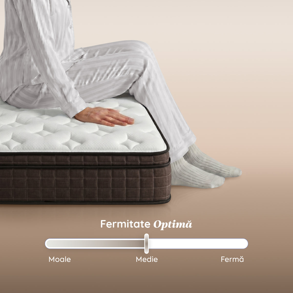 Saltea ZERO GRAVITY, 7 zone de confort, Arcuri Individuale, spumă poliuretanică elastică, spumă cu memorie, husă cu efect antialergic, superortopedică, Grosime 27 cm