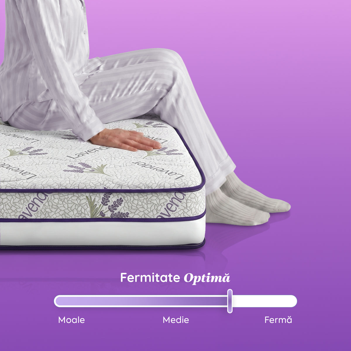 Saltea LAVENDER AIR HYGENE THERAPY,  husă detașabilă, superortopedică, cu spumă poliuretanică și arcuri, Grosime 25 cm