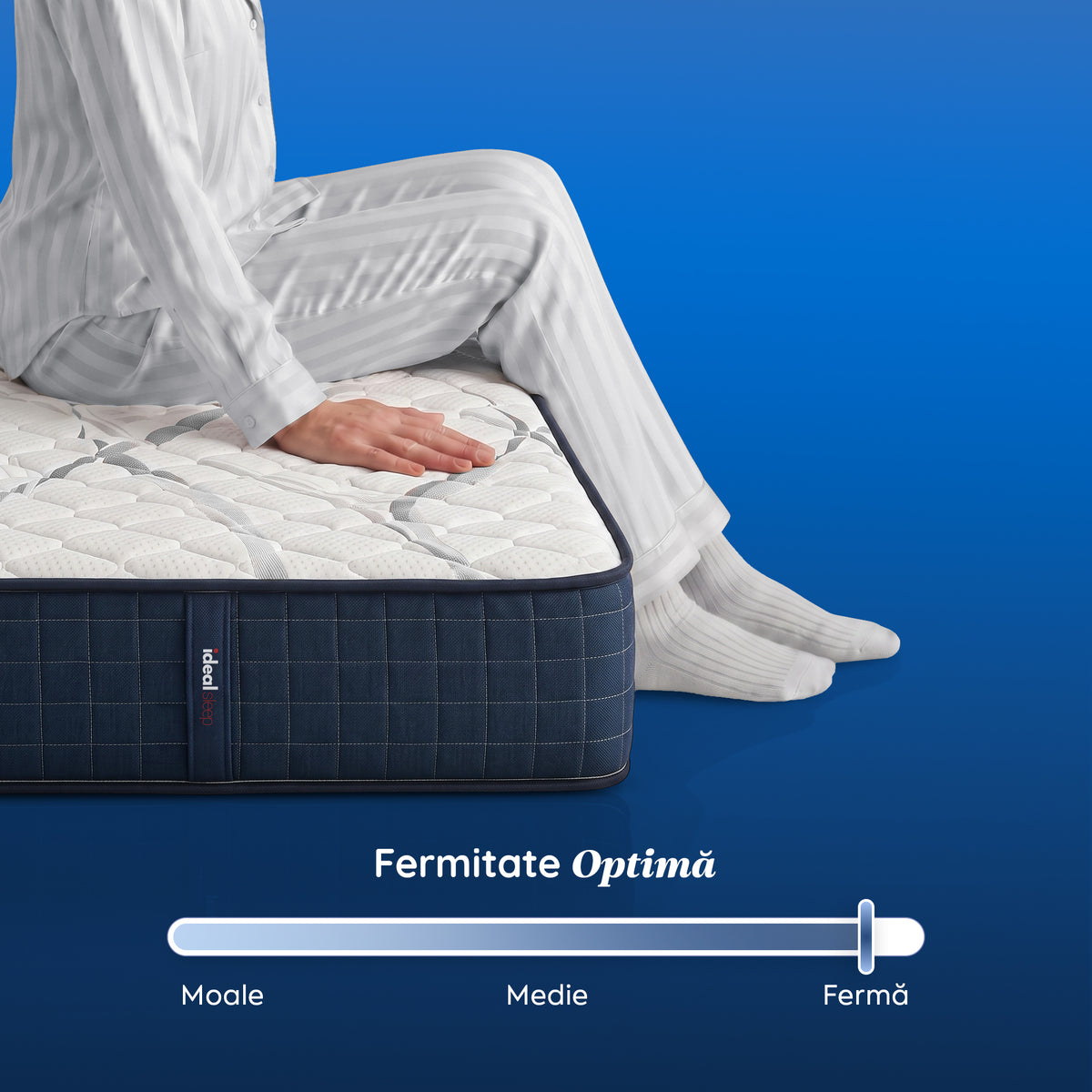 Saltea Ideal Sleep HOTEL SERIES NIGHT LUX, superortopedică, cu spumă poliuretanică și arcuri, husă cu aerisire optimă, Grosime 26 cm