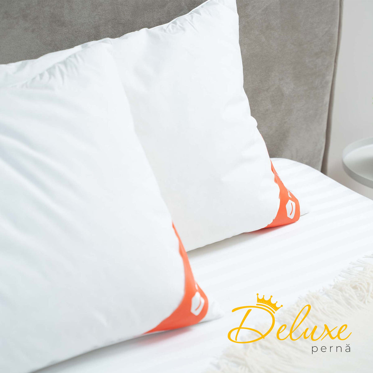 Set 2 x Perne Deluxe cu pene și puf de gâscă, husă bumbac, 50x70 cm-Seturi Perne-Prestige Home-Prestige Home