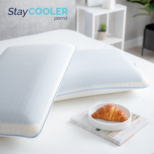 Pernă Stay Cooler, din spumă cu memorie Viscolex cu efect de răcire, husă detașabilă cu efect de ventilație al aerului, 60x40x15 cm - Prestige Home