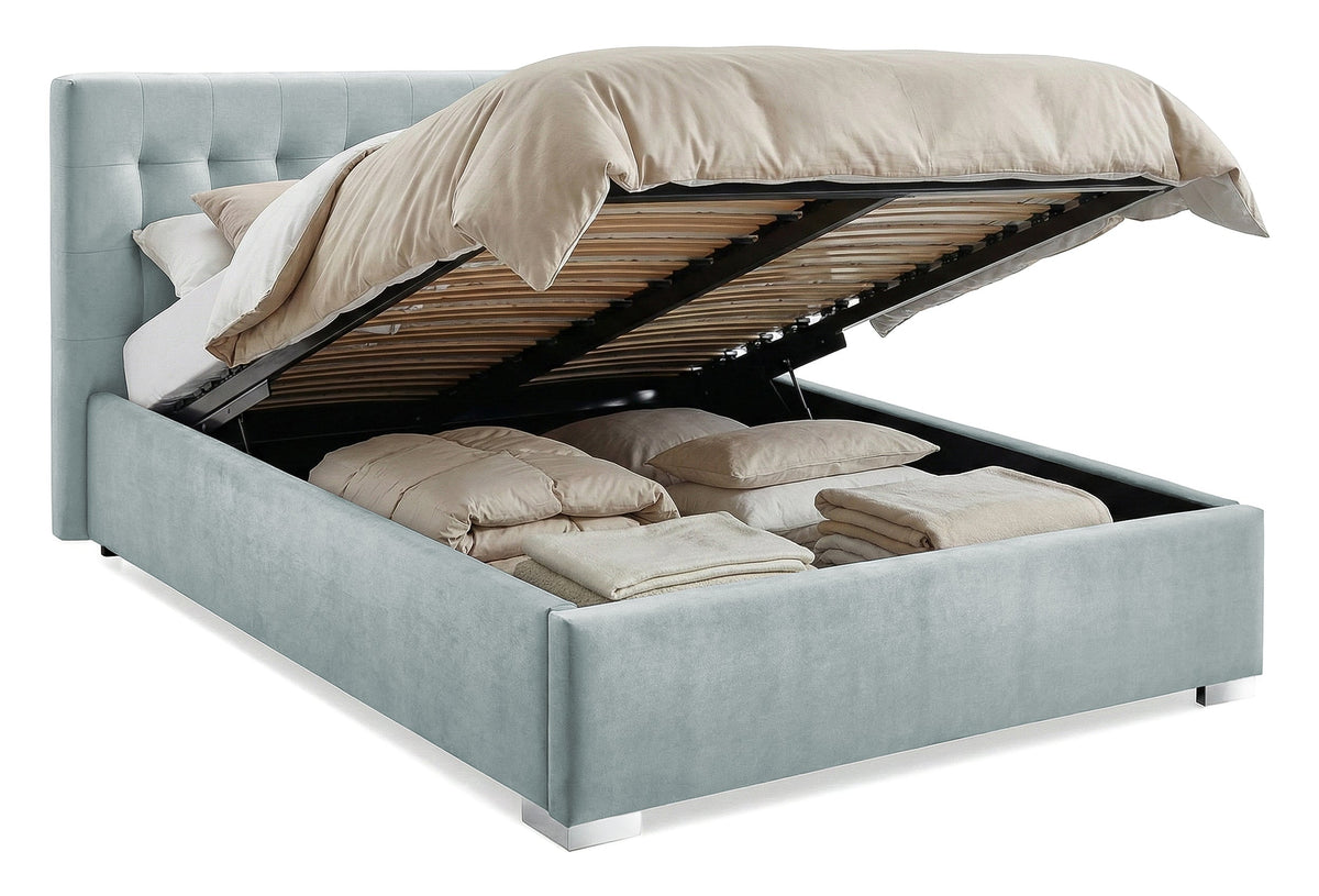 Pat Tapitat Strasbourg, cu Lada Rabatabil, Velur-Menta, Prestigehome.ro, Prestige, #Color_swing-menta