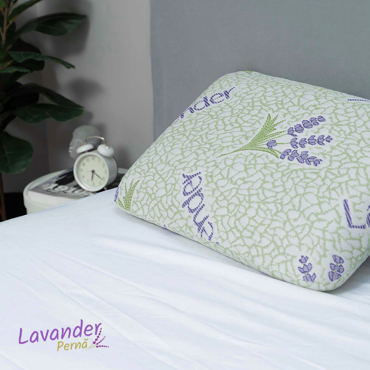 Pernă Lavander Therapy, din spumă cu memorie flexibilă, husă detașabilă și lavabilă, 60x40x15 cm - Prestige Home
