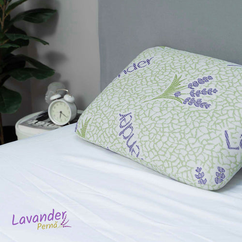 Pernă Lavander Therapy, din spumă cu memorie flexibilă, husă detașabilă și lavabilă, 60x40x15 cm - Prestige Home