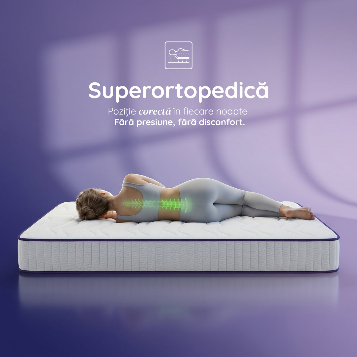 Saltea ERGO COMFORT, superortopedică, cu spumă poliuretanică și arcuri, Grosime 20 cm - Prestige Home