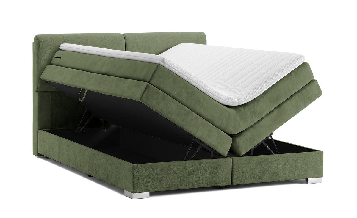 Pat Tapitat Charlotte, cu lada de depozitare, Gri, Prestigehome.ro, Prestige, #Color_Verde-Enjoy