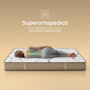Saltea Ideal Sleep HOTEL SERIES LUX, superortopedică, cu spumă poliuretanică și arcuri, husă cu aerisire optimă, Grosime 25 cm