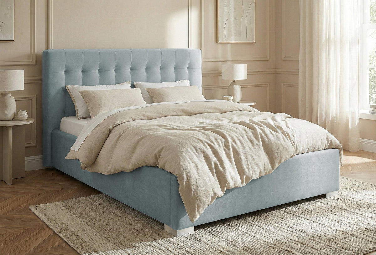 Pat Tapitat Strasbourg, cu Lada Rabatabil, Velur-Menta, Prestigehome.ro, Prestige, #Color_swing-menta