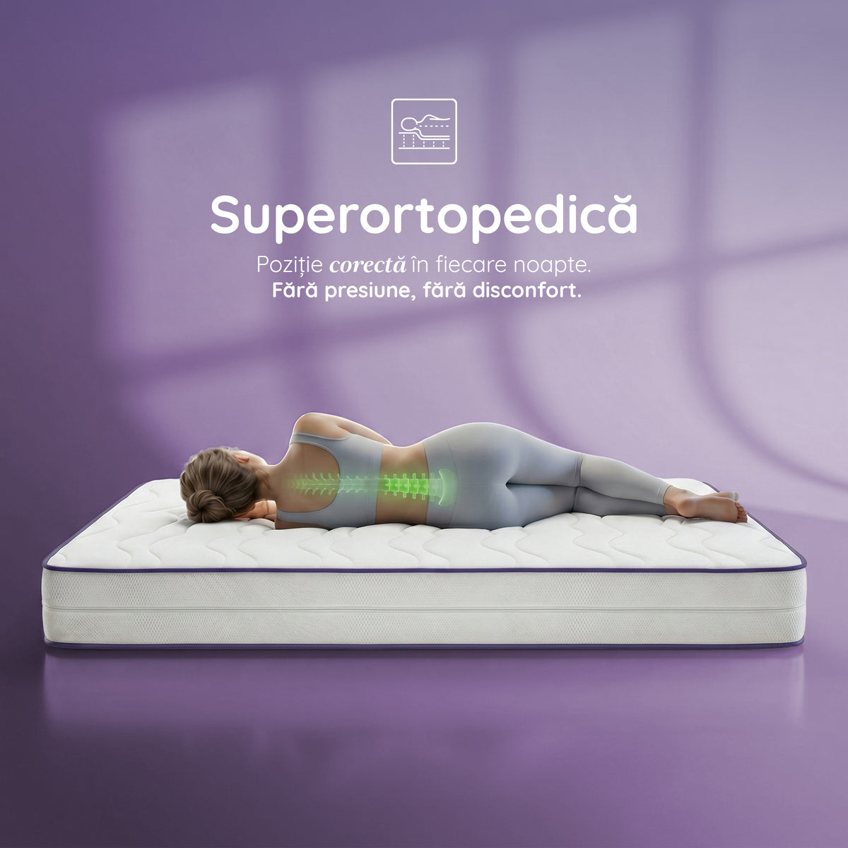 Saltea HYGENE THERAPY HYBRID, 7 zone de confort, Arcuri Individuale, husă detașabilă cu fermoar, lavabilă, superortopedică, Grosime 24 cm