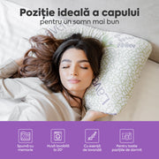 Pernă Lavander Therapy, din spumă cu memorie flexibilă, husă detașabilă și lavabilă, 60x40x15 cm - Prestige Home