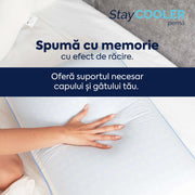 Pernă Stay Cooler, din spumă cu memorie Viscolex cu efect de răcire, husă detașabilă cu efect de ventilație al aerului, 60x40x15 cm - Prestige Home