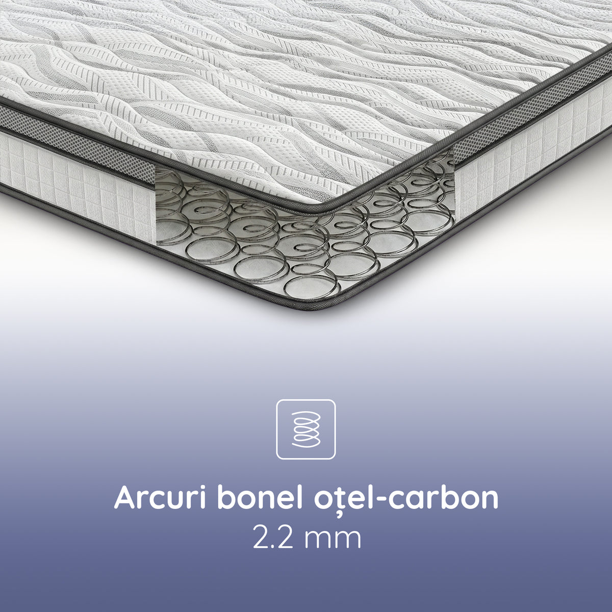 Saltea Ideal Sleep DREAM MEMORY, Arcuri Bonell, spumă poliuretanică fermă, spumă cu memorie, superortopedică, Grosime 26 cm