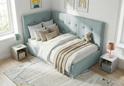 Pat Tapițat Lille de colț, cu somieră rabatabilă și ladă depozitare, #color_Swing-Menta
