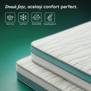 Saltea Ideal Sleep COOLTECH ALOE VERA DUAL, spumă poliuretanică durabilă, spumă High Resilience, husă CoolTech, superortopedică, Grosime 23 cm