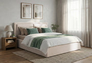 Pat Tapițat PIEMONTE, cu somieră rabatabilă și ladă de depozitare, #color_loft-crem