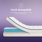Saltea HYGENE THERAPY HYBRID, 7 zone de confort, Arcuri Individuale, husă detașabilă cu fermoar, lavabilă, superortopedică, Grosime 24 cm
