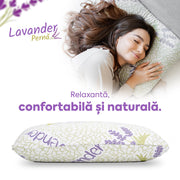 Pernă Lavander Therapy, din spumă cu memorie flexibilă, husă detașabilă și lavabilă, 60x40x15 cm - Prestige Home