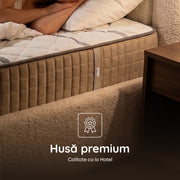 Saltea Ideal Sleep HOTEL SERIES LUX, superortopedică, cu spumă poliuretanică și arcuri, husă cu aerisire optimă, Grosime 25 cm