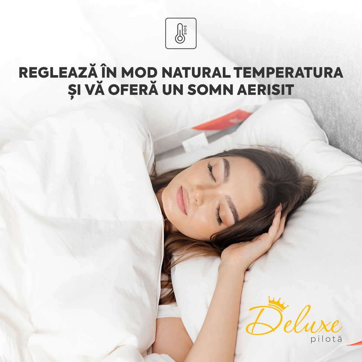Pilotă Deluxe, 4 anotimpuri, cu pene și puf de gâscă, husă bumbac, 140x200 cm-Pilotă-Prestige Home-Prestige Home