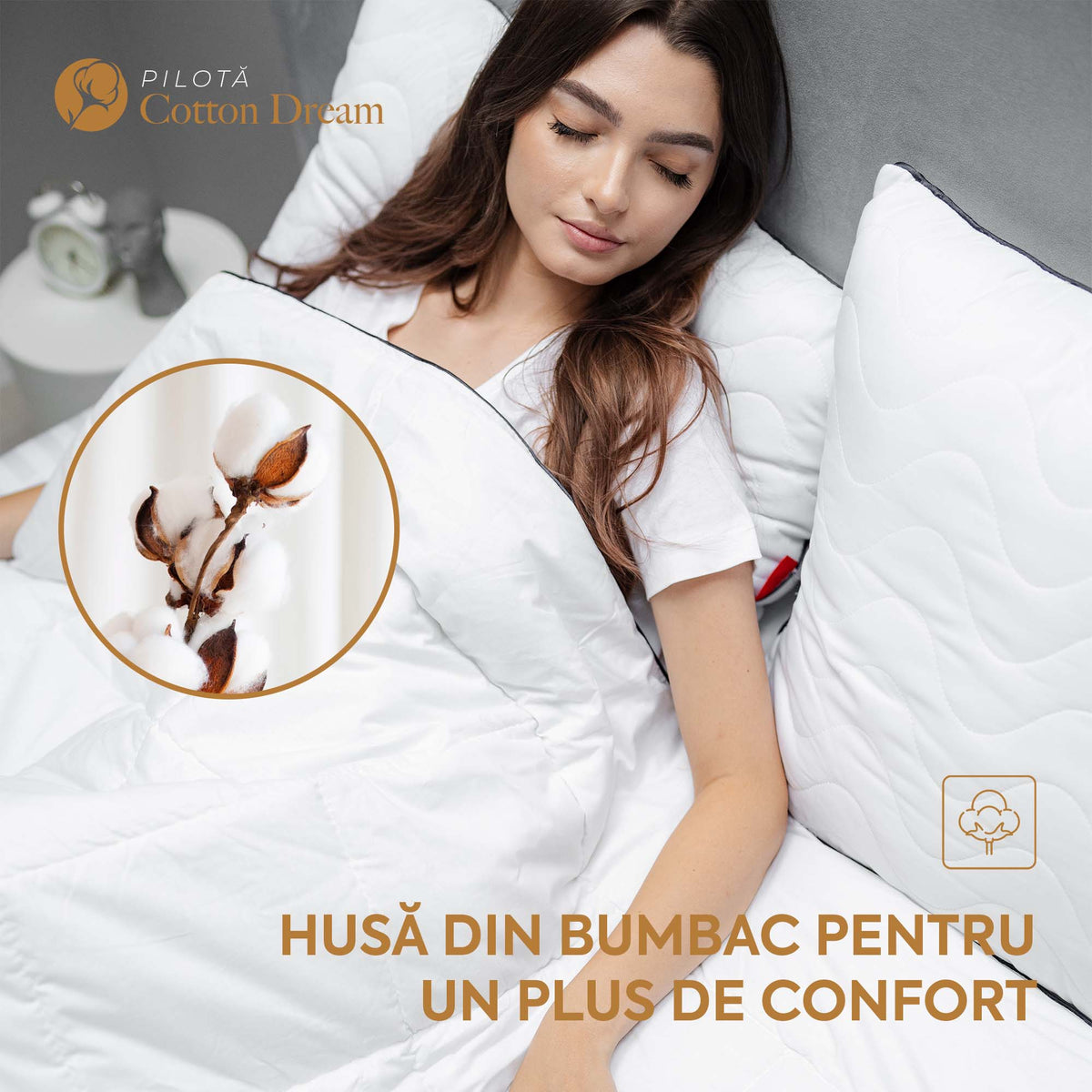 Pilotă Cotton Dream cu microfibră, husă bumbac, 140x200 cm-Pilotă-Prestige Home-Prestige Home