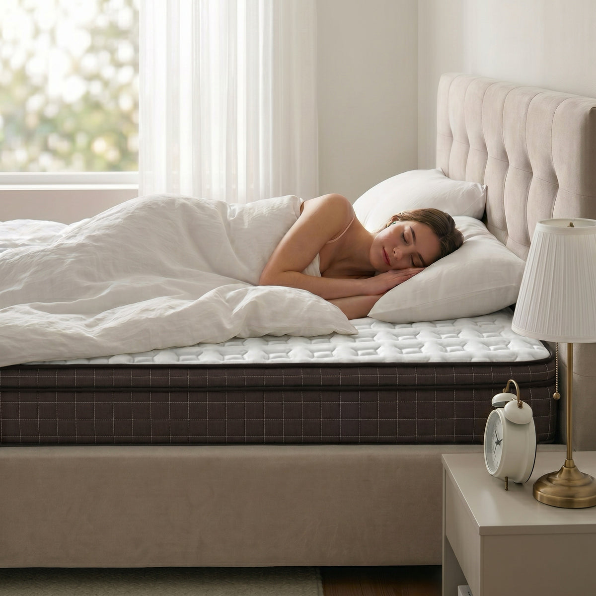 Saltea ZERO GRAVITY, 7 zone de confort, Arcuri Individuale, spumă poliuretanică elastică, spumă cu memorie, husă cu efect antialergic, superortopedică, Grosime 27 cm
