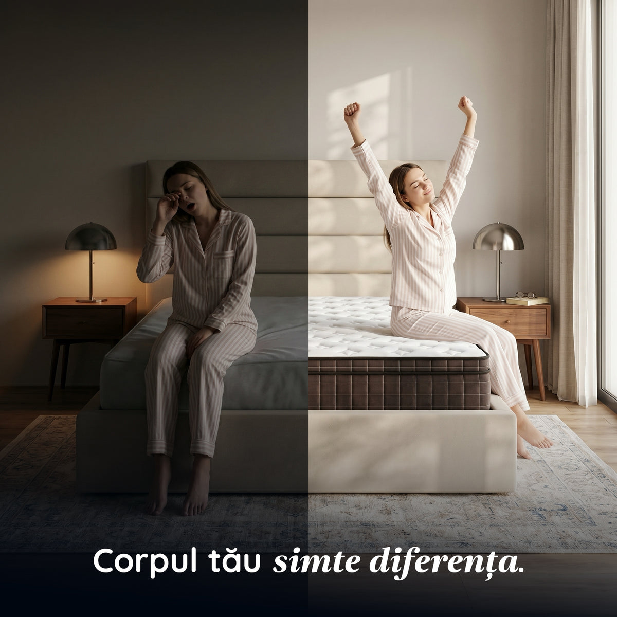 Saltea ZERO GRAVITY, 7 zone de confort, Arcuri Individuale, spumă poliuretanică elastică, spumă cu memorie, husă cu efect antialergic, superortopedică, Grosime 27 cm