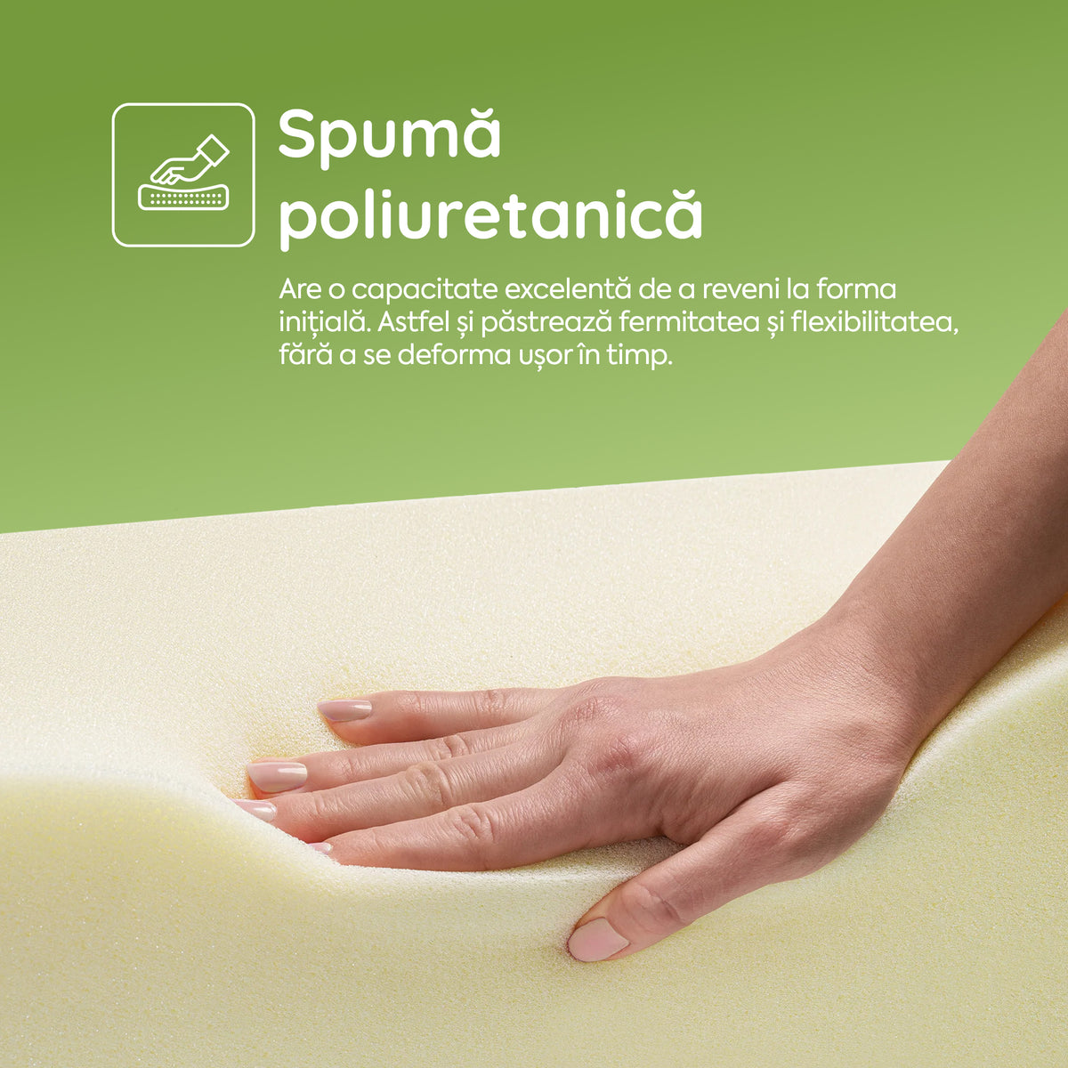 Saltea FRESH ERGO GREEN LINE, spumă poliuretanică, reversibilă, hipoalergenică, ortopedică, Grosime 16 cm  - Prestige Home