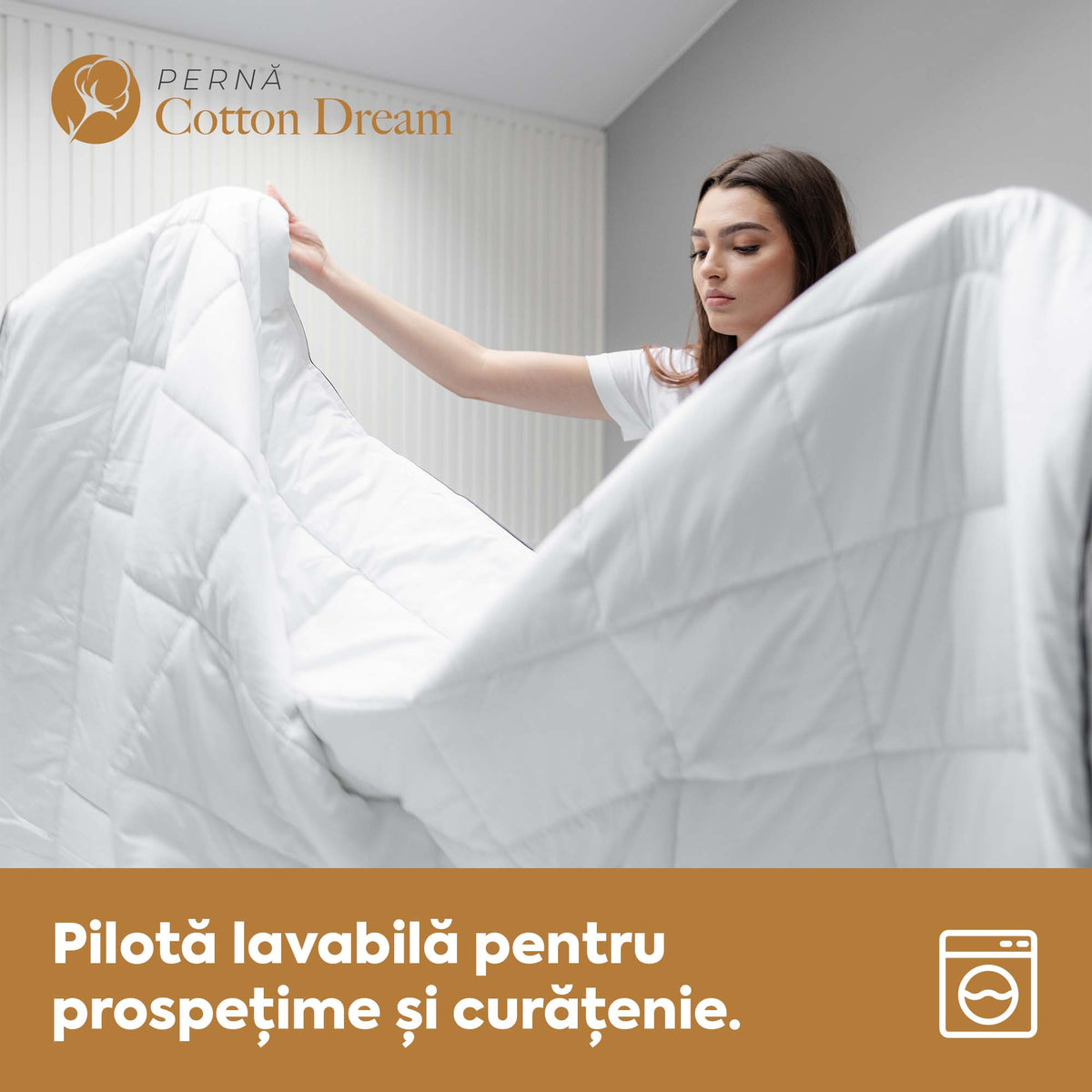 Pilotă Cotton Dream cu microfibră, husă bumbac, 140x200 cm-Pilotă-Prestige Home-Prestige Home