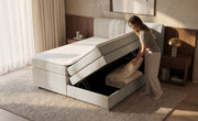 Pat Tapitat Charlotte, cu lada de depozitare, Gri, Prestigehome.ro, Prestige, #Color_bej-enjoy