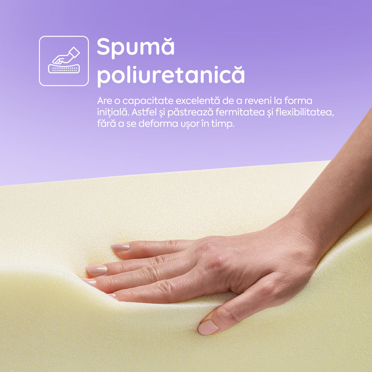 Saltea BASIC ERGO PURPLE LINE, spumă poliuretanică, reversibilă, hipoalergenică, ortopedică, Grosime 12 cm - Prestige Home