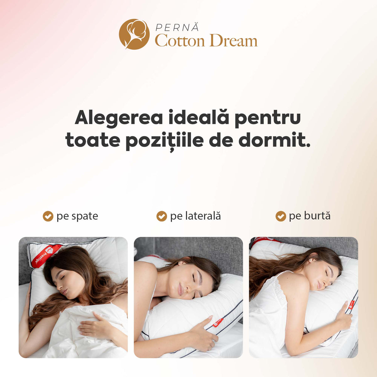 Pernă Cotton Dream cu microfibră, husă bumbac, 50x70 cm-Pernă-Prestige Home-Prestige Home