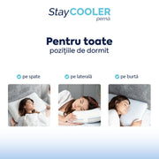 Pernă Stay Cooler, din spumă cu memorie Viscolex cu efect de răcire, husă detașabilă cu efect de ventilație al aerului, 60x40x15 cm - Prestige Home
