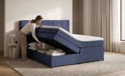 Pat Boxspring Gibson, cu lada de depozitare, Albastru Inchis, Prestigehome.ro, Prestige, #Color_Albastru-Inchis-Enjoy