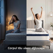 Saltea Ideal Sleep HOTEL SERIES CALIFORNIA LUX MEMORY, Arcuri Bonell, spumă poliuretanică elastică, spumă cu memorie, husă cu aerisire optimă, superortopedică, Grosime 28 cm